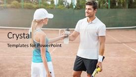  Presentation with drinking water - Slide deck having couple on court drinking water background and a soft green colored foreground