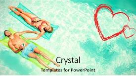  Presentation with peaceful - Audience pleasing presentation theme consisting of couple on lilos holding cocktail backdrop and a mint green colored foreground