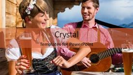  Presentation with hut - Presentation theme consisting of couple on mountain hut background and a red colored foreground