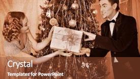  Presentation with black christmas party - Theme consisting of couple on party near christmas background and a tawny brown colored foreground