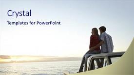  Presentation with rear view of bodyguard - Colorful PPT theme enhanced with couple on pick-up truck backdrop and a sky blue colored foreground