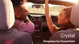  Presentation with driving road - Theme enhanced with couple on road trip driving background and a wine colored foreground