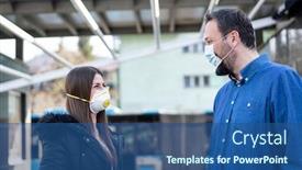  Presentation with virus - PPT layouts with couple-on-street-with-mask background and a ocean colored foreground