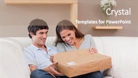  Presentation with catholic couple silhouette of young - Slide deck consisting of couple on the sofa open background and a coral colored foreground