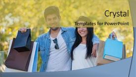  Presentation with vacation - Slide deck with couple on vacation shopping trip background and a yellow colored foreground