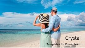  Presentation with romantic beach - Cool new presentation theme with couple on vacation walking backdrop and a  colored foreground