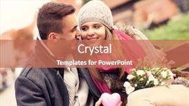  Presentation with heart flowers - Amazing PPT theme having couple on valentine's day backdrop and a coral colored foreground