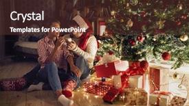  Presentation with christmas catholic advent - Cool new slides with couple opening presents by shinny backdrop and a tawny brown colored foreground