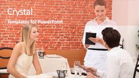  Presentation with restaurant - Presentation enhanced with couple ordering food in restaurant background and a coral colored foreground