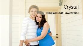  Presentation with broken home upset couple - Beautiful presentation featuring couple outside of their home backdrop and a  colored foreground