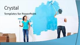  Presentation with relationship - PPT theme enhanced with couple painting new home together background and a arctic colored foreground