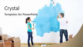  Presentation with new home - Theme with couple painting new home together background and a white colored foreground