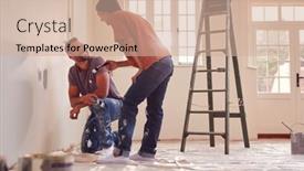  Presentation with decorate - Audience pleasing PPT theme consisting of couple-painting-test-squares backdrop and a coral colored foreground