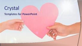  Presentation with sand heart - Presentation theme featuring couple-passing-a-paper-heart background and a sky blue colored foreground