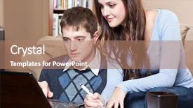  Presentation with online banking - Beautiful theme featuring couple paying bills by using backdrop and a coral colored foreground