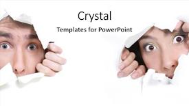  Presentation with couple - Presentation design having couple peeping through hole background and a white colored foreground