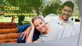  Presentation with park - Presentation featuring couple-picnicking-in-the-park background and a tawny brown colored foreground