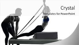  Presentation with pilates - PPT theme with couple pilates reformer exercises fitness background and a white colored foreground