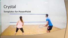  Presentation with play - Beautiful PPT layouts featuring couple play some squash together backdrop and a sky blue colored foreground