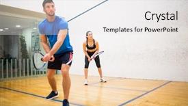  Presentation with play - Slide deck having couple play some squash together background and a white colored foreground