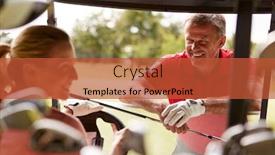  Presentation with golf - PPT theme consisting of couple-playing-golf-driving-buggy background and a red colored foreground