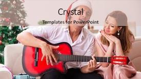  Presentation with music instruments - PPT theme consisting of couple playing guitar at christmas background and a lemonade colored foreground