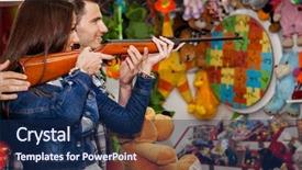  Presentation with shooting game - Audience pleasing slide deck consisting of couple playing shooting games backdrop and a  colored foreground