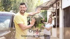  Presentation with car - PPT theme having couple playing while washing car background and a coral colored foreground
