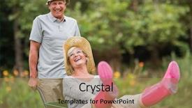  Presentation with senior couple - Colorful PPT theme enhanced with couple playing with a wheelbarrow backdrop and a coral colored foreground