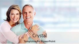  Presentation with senior couple - Beautiful slide set featuring couple portrait over blue background backdrop and a coral colored foreground