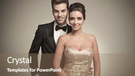  Presentation with simple art elegant - Amazing PPT theme having couple posing together on gery backdrop and a  colored foreground