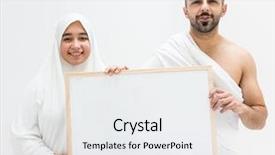  Presentation with kaaba mecca - Slides with couple prayer - muslim man posing as ready background and a white colored foreground