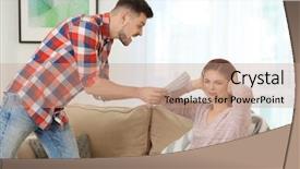  Presentation with utility - PPT layouts enhanced with couple quarreling because of utility background and a coral colored foreground