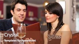  Presentation with restaurant menu - Cool new slide set with couple reading menu in a restaurant backdrop and a tawny brown colored foreground