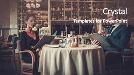  Presentation with restaurant menu - PPT theme with couple reading menu background and a tawny brown colored foreground