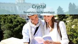  Presentation with traveler - Presentation theme consisting of royal palace of madrid background and a sky blue colored foreground