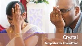  Presentation with prayers - PPT theme enhanced with couple received prayers from priest background and a coral colored foreground