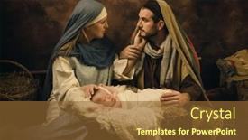  Presentation with christmas nativity - PPT theme featuring couple-reenacting-a-christmas-live background and a tawny brown colored foreground
