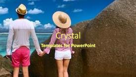  Presentation with beach rocks - Amazing presentation theme having couple relaxing among granite rocks on a tropical beach anse source d'argent at seychelles la digue backdrop and a tawny brown colored foreground