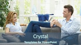  Presentation with foot massage - Audience pleasing presentation theme consisting of couple relaxing at home on sofa man giving foot massage to her gildfriend backdrop and a ocean colored foreground