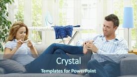  Presentation with foot massage - Slides enhanced with couple relaxing at home on sofa man giving foot massage to her gildfriend background and a ocean colored foreground