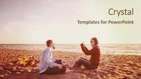  Presentation with beer bottle - PPT theme enhanced with couple relaxing by the fire background and a cream colored foreground