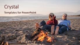  Presentation with fire extingusher - Slide deck with couple relaxing by the fire background and a lemonade colored foreground