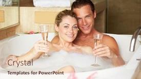  Presentation with champagne - Cool new PPT theme with couple relaxing in bath drinking champagne together backdrop and a lemonade colored foreground