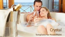  Presentation with cedar bath - Slide deck consisting of couple relaxing in bath drinking background and a lemonade colored foreground