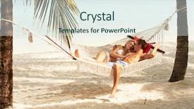  Presentation with romantic beach - Slide set with couple relaxing in beach hammock background and a sky blue colored foreground