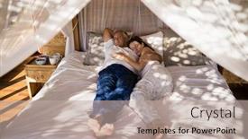  Presentation with good morning couple bed - Amazing presentation design having couple-relaxing-in-canopy-bed backdrop and a mint green colored foreground