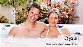 Presentation with hot tub - Audience pleasing presentation consisting of couple relaxing in hot tub backdrop and a  colored foreground