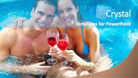  Presentation with hot tub - Slide set enhanced with couple relaxing in hot tub background and a teal colored foreground