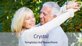  Presentation with senior couple - Colorful PPT theme enhanced with couple relaxing in park golden backdrop and a sky blue colored foreground